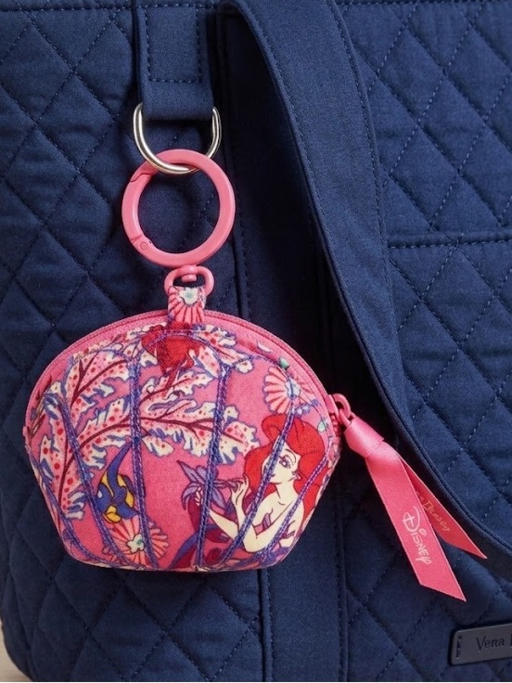 Vera Bradley Disney Little Mermaid Ariel’s Pink Lagoon Shell Bag Charm, EXACT